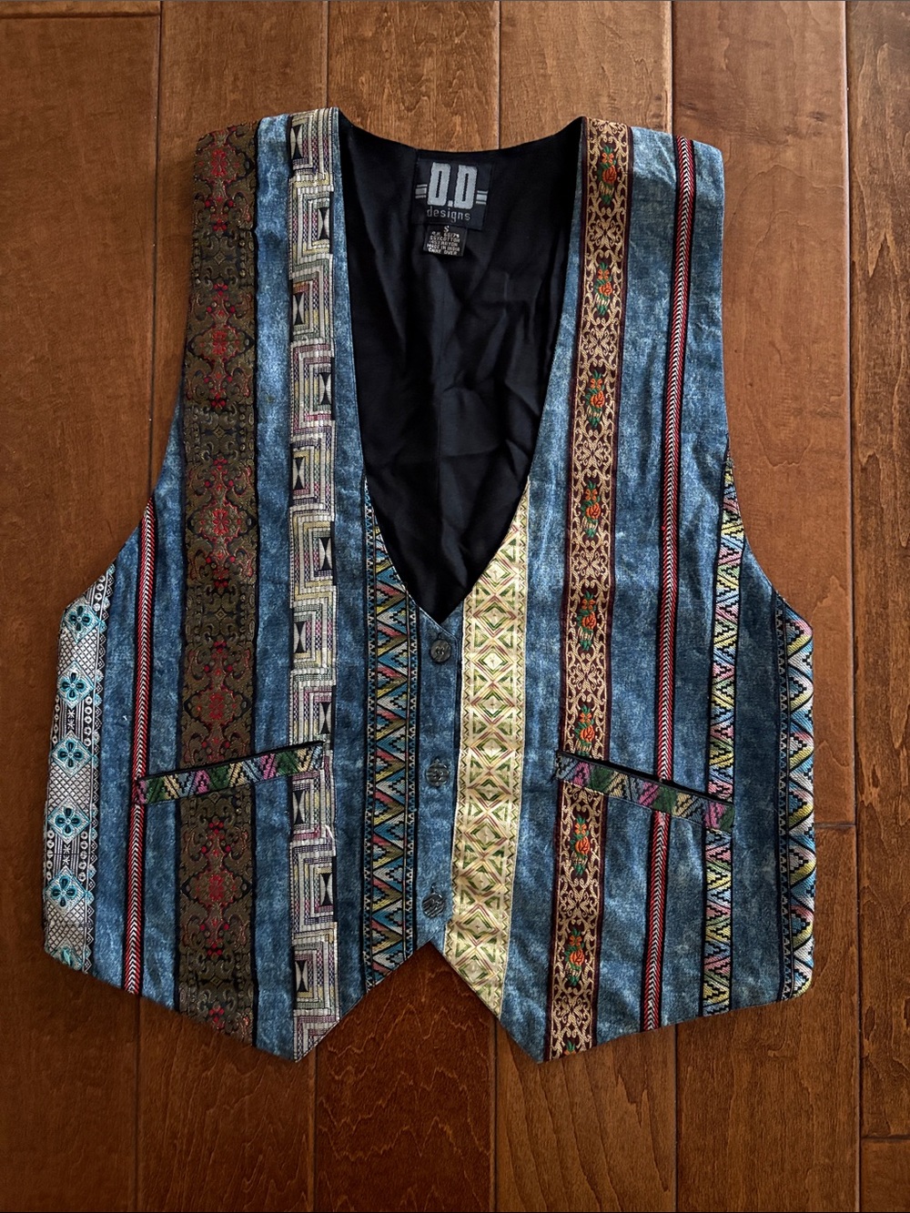 ODD Designs Multicolor Patterned Vest - Blue & Teal Stripes